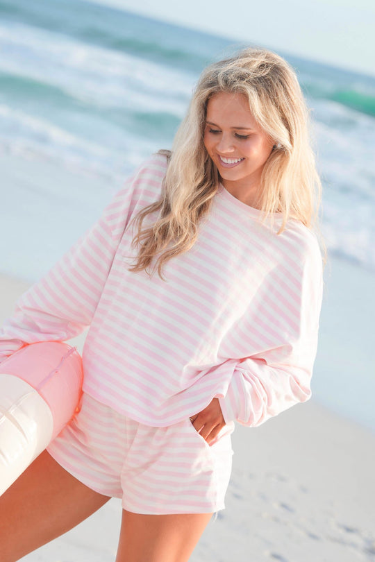 Striped Patch French Terry Pullover