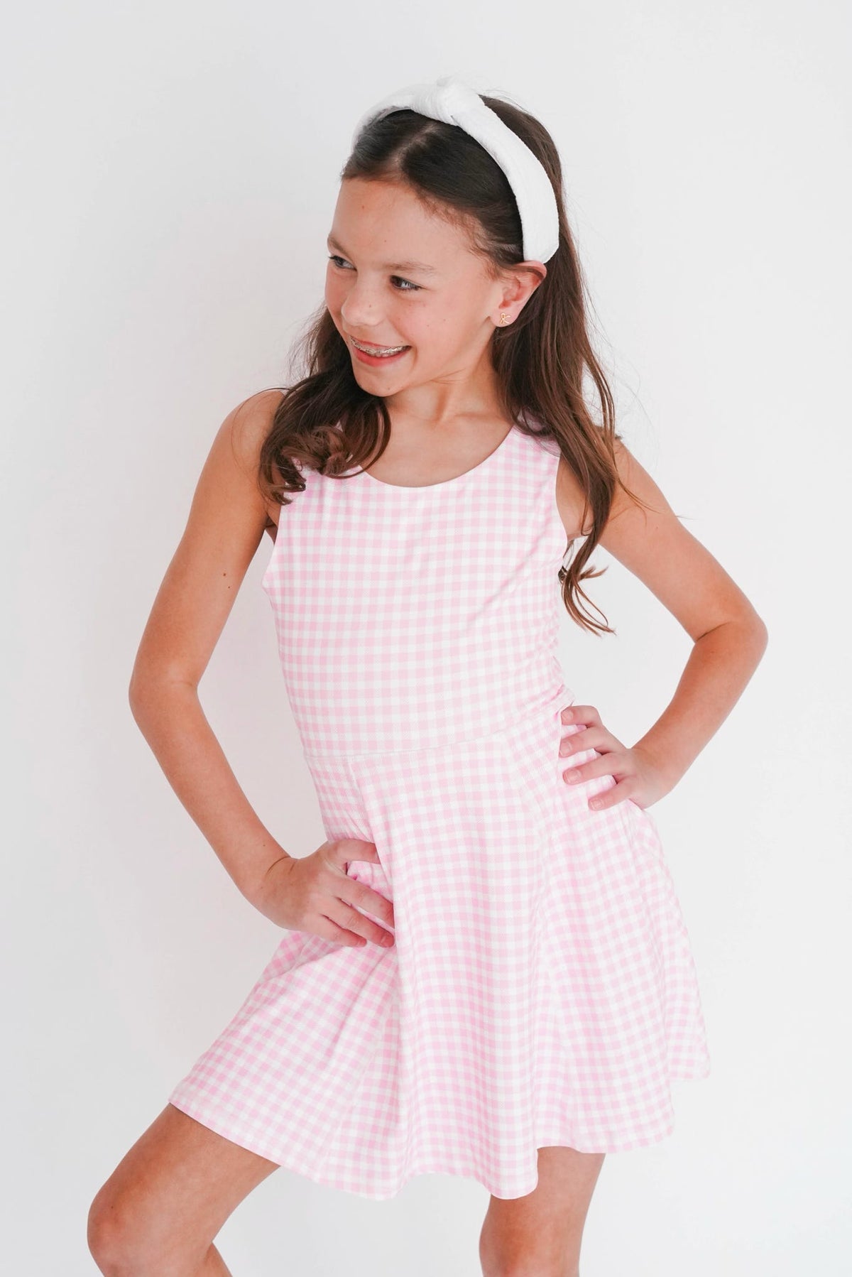 girls pink athletic dress Pink Lycra Tennis Dress (Shorts Included) Size 6