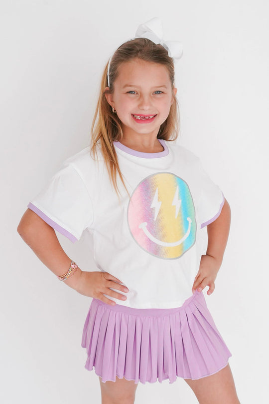 Azarhia Glitter Smiley Ringer Boxy Tee