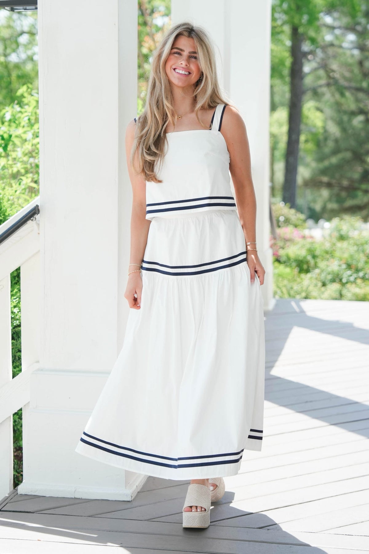 european summer dress European Summer Top White/Navy / Large