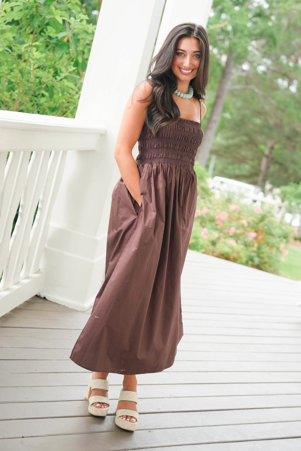 Women's Z Supply Cornelia Poplin Midi Dress Large Chocolate Cherry