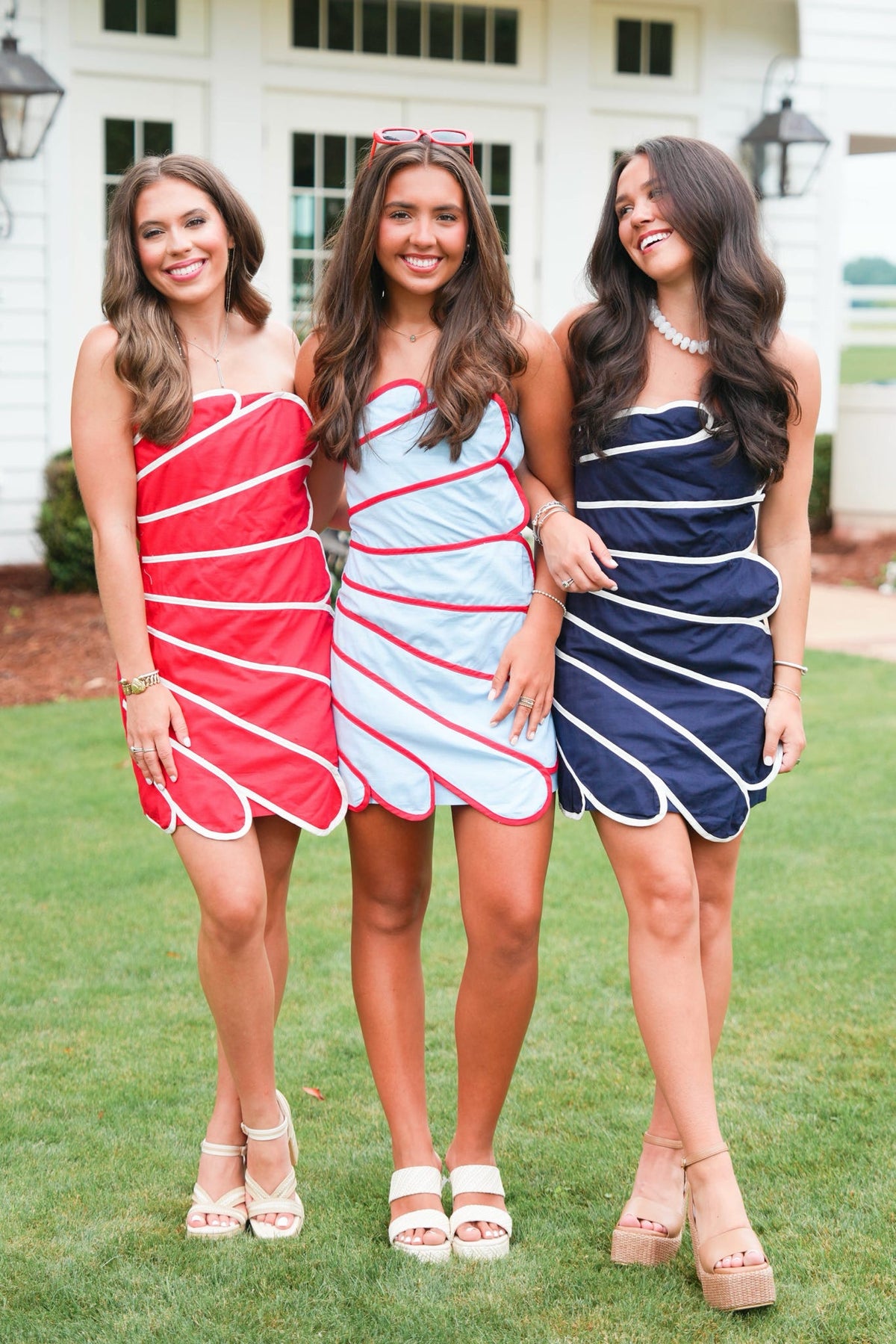 red white and blue dresses for womens Ladies Retro Mod Vintage Dress 18 / Red inspired style Seashell Dress Red/White / Large