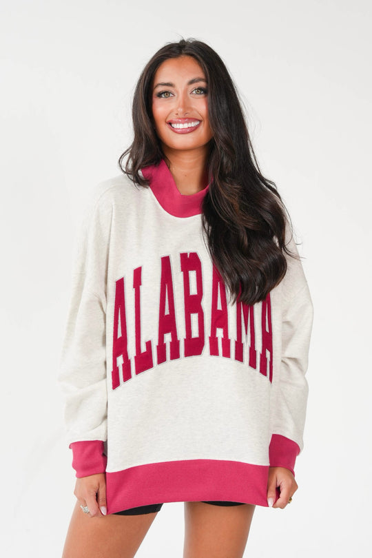 Alabama Color Block Mockneck Sweatshirt