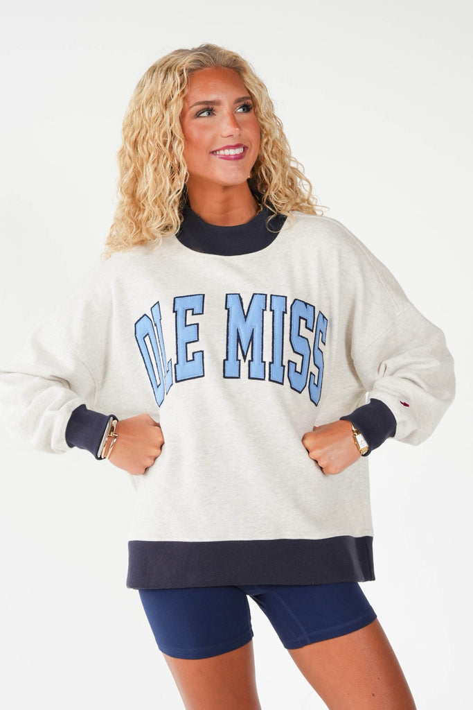 Ole Miss Color Block Mockneck Sweatshirt - Pants Store