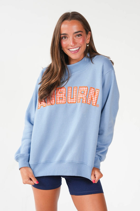 Scarlet & Gold Auburn Mallory Gingham Mockneck