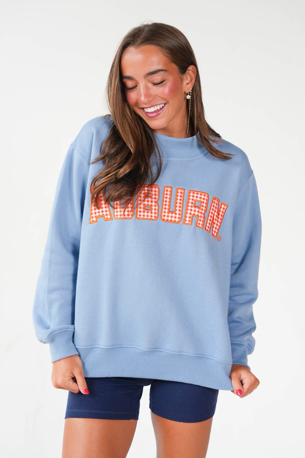 Scarlet & Gold Auburn Mallory Gingham Mockneck