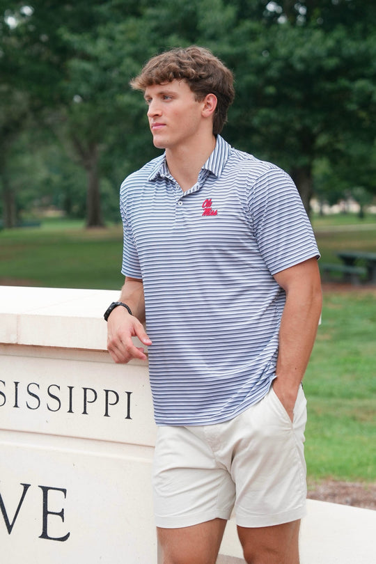 Antigua Streamline Ole Miss Stacked Script Polo