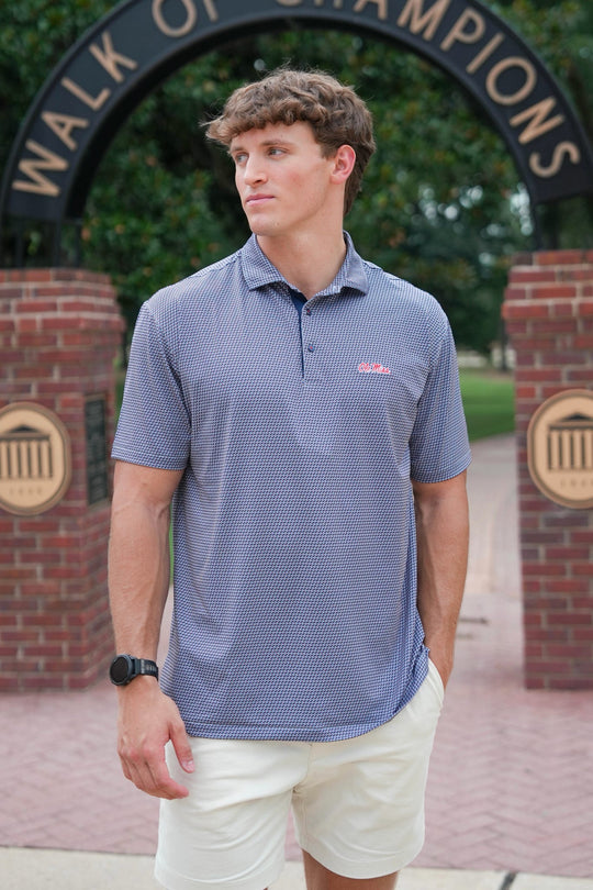 Taylor & Mick Ole Miss Script Patterned Polo