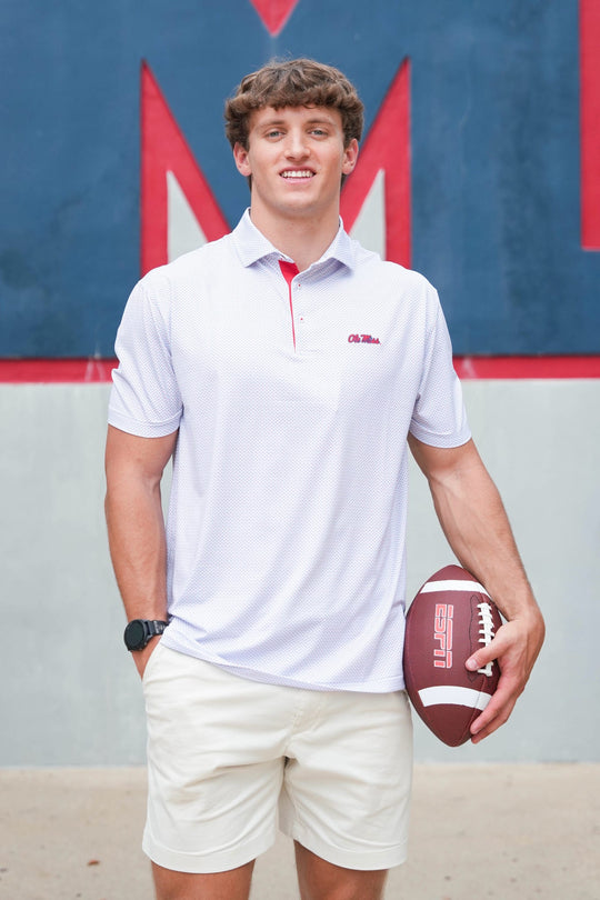 Taylor & Mick Dotted Ole Miss Script Polo