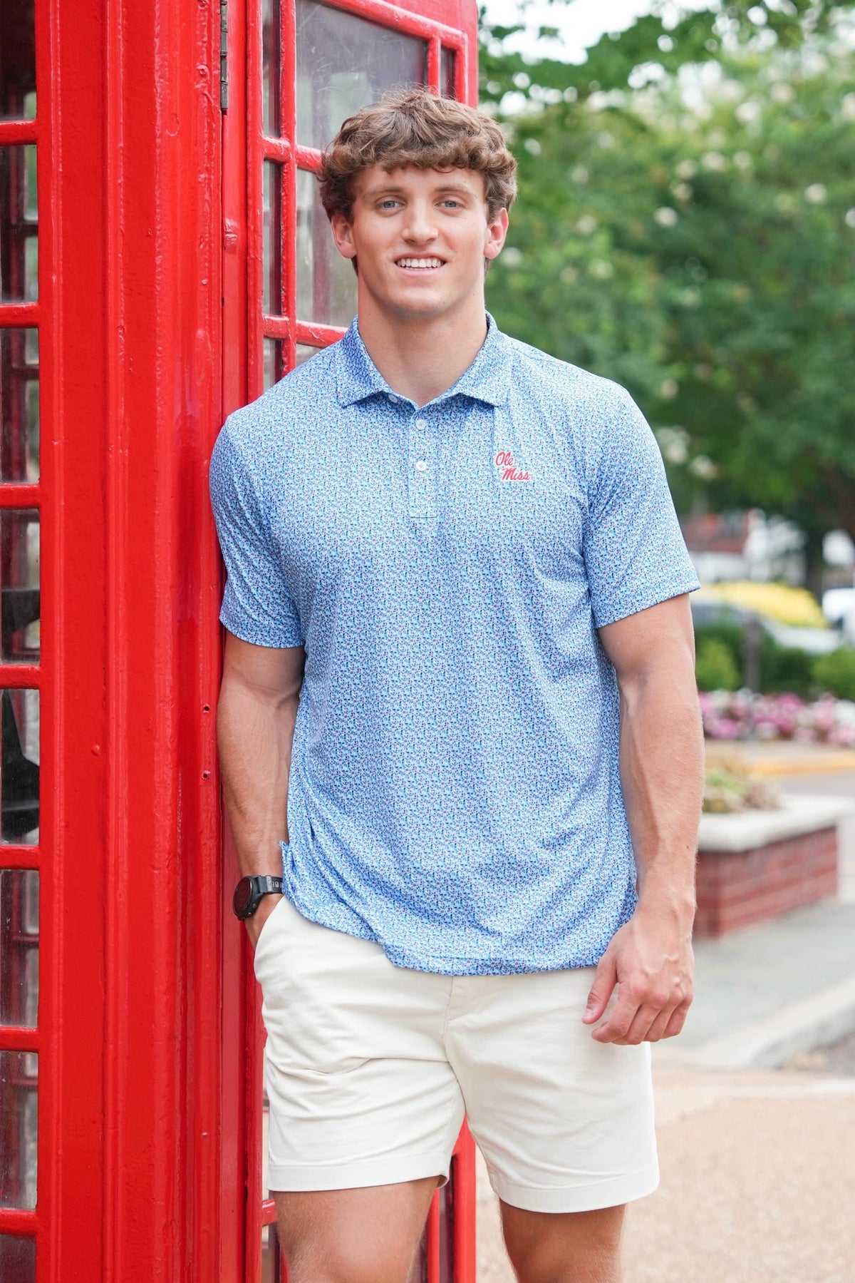 Bluecrest Tempo Performance Polo Ole Miss Stacked Script