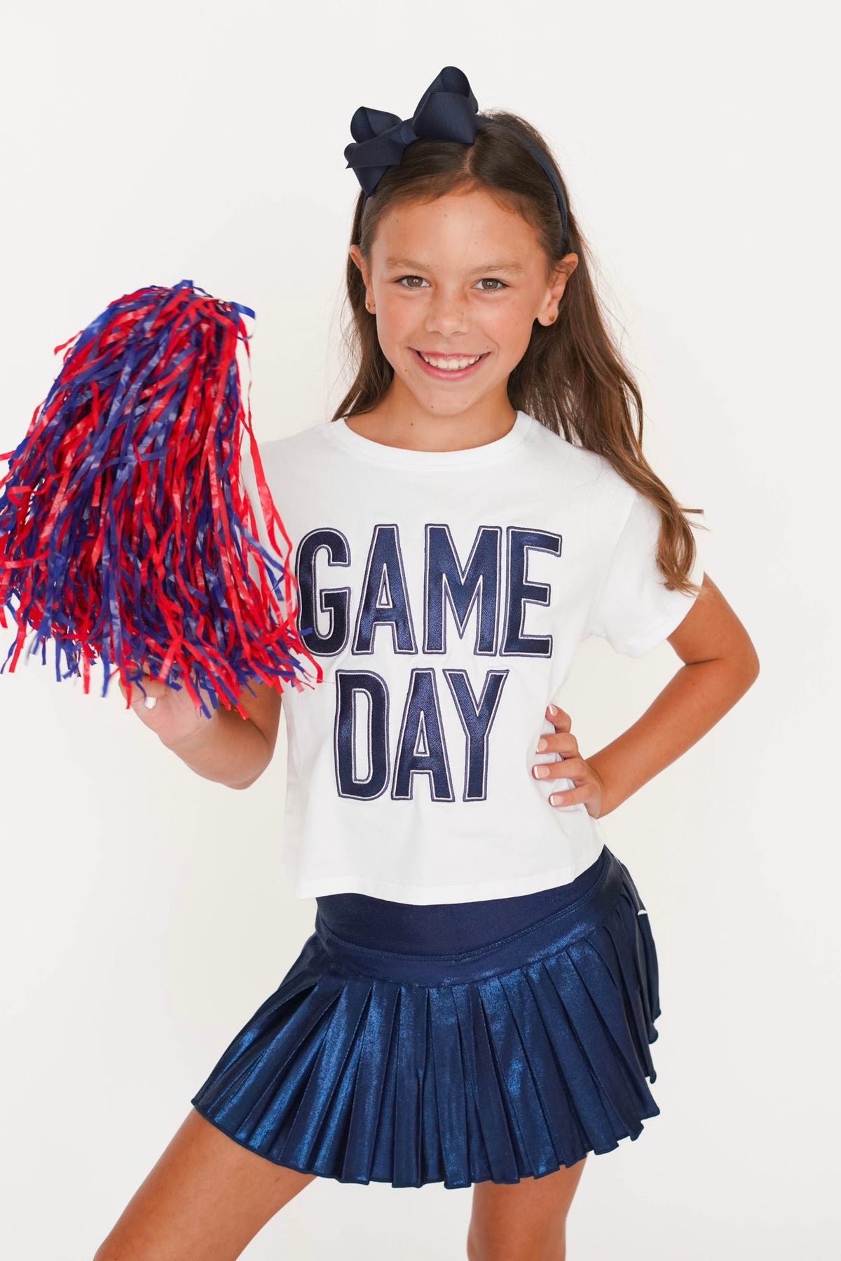 Girls' Azarhia Shimmer Applique Game Day Boxy Tee