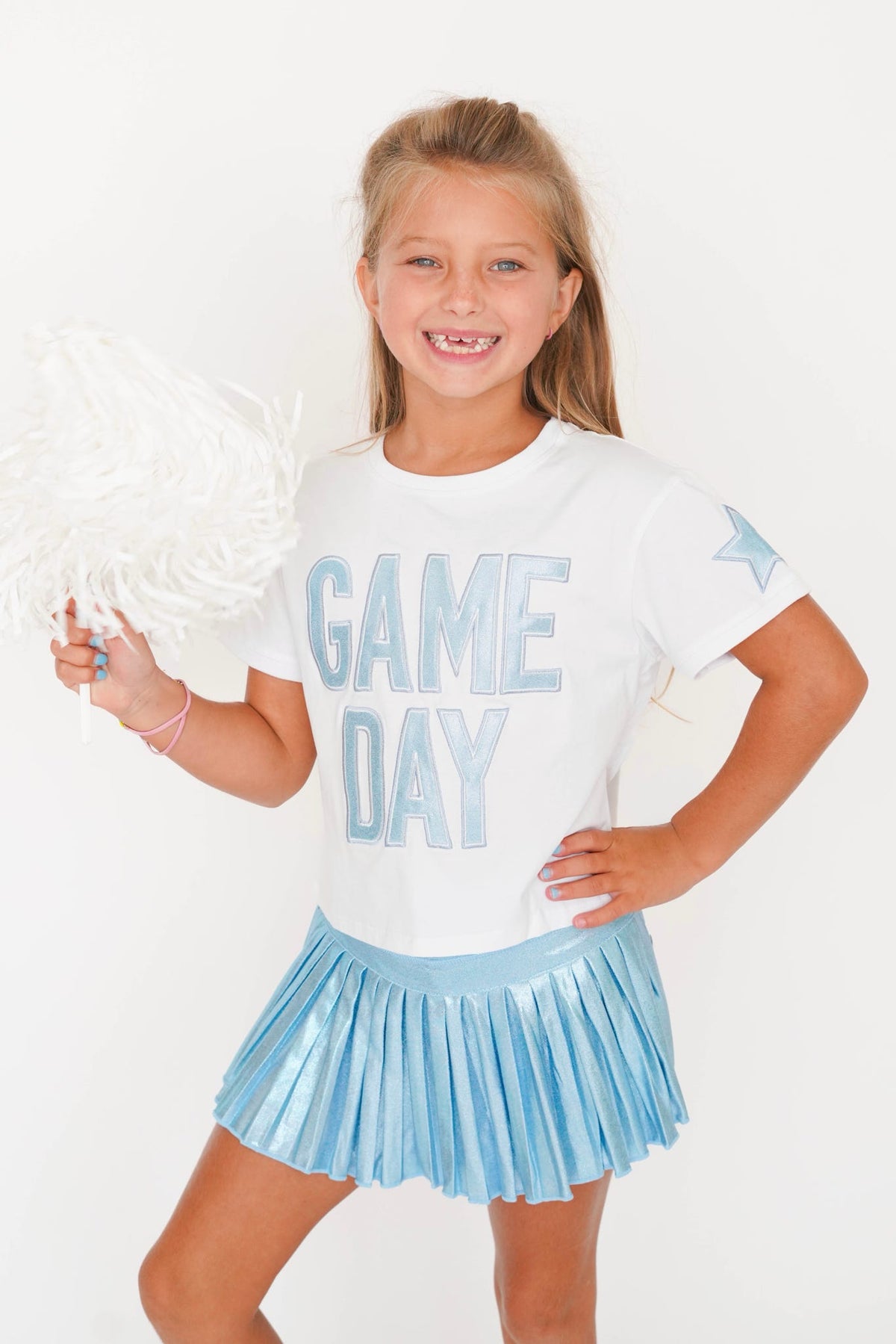 Girls' Azarhia Shimmer Applique Game Day Boxy Tee