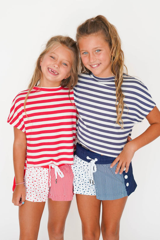 Girls' Azarhia Stars and Stripes Color Block Short