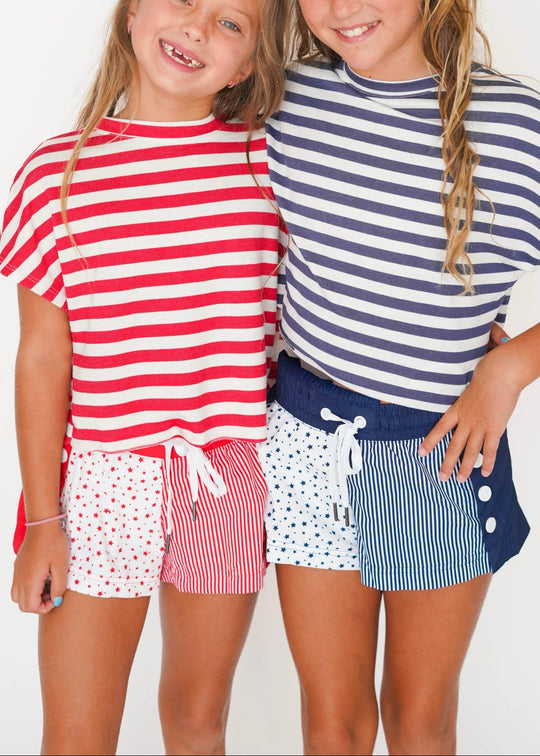 Girls' Azarhia Stars and Stripes Color Block Short