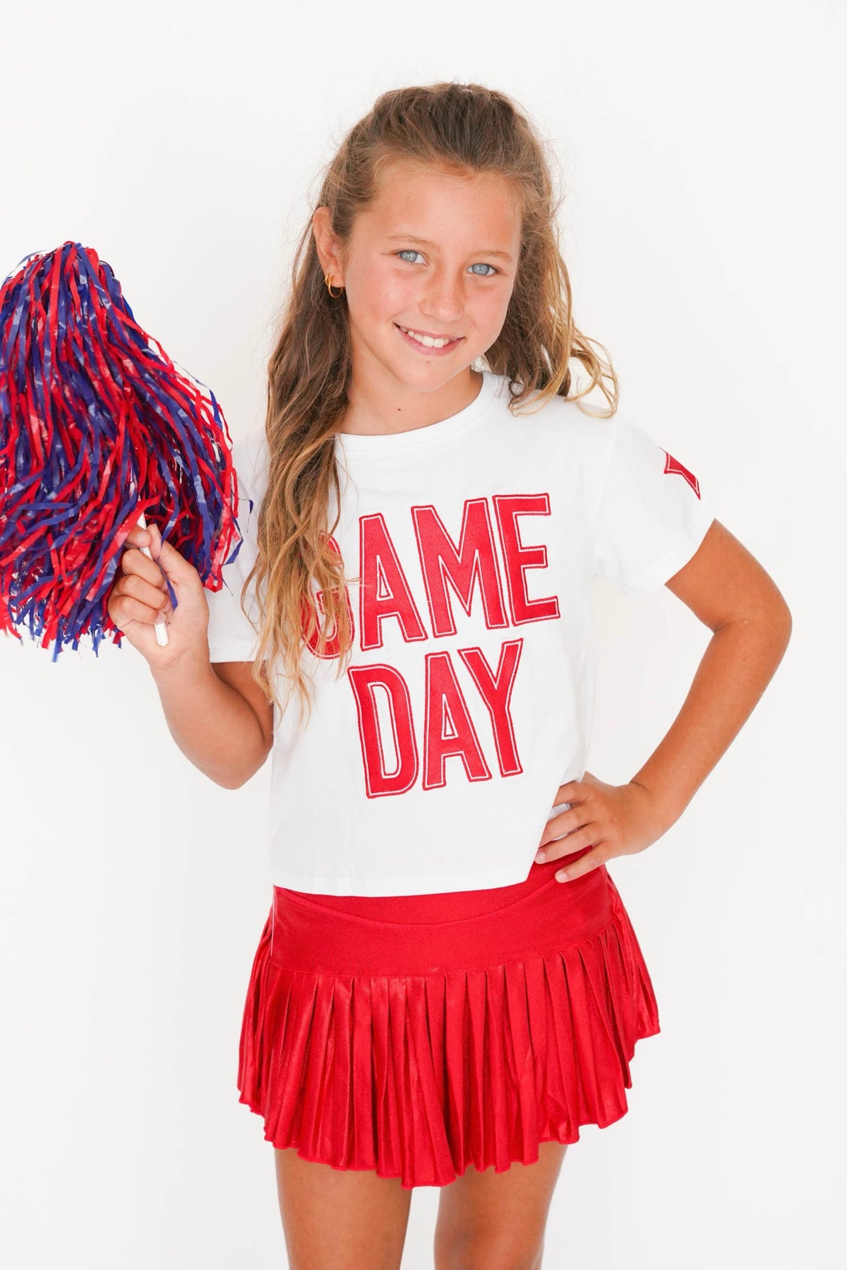 Girls' Azarhia Shimmer Applique Game Day Boxy Tee