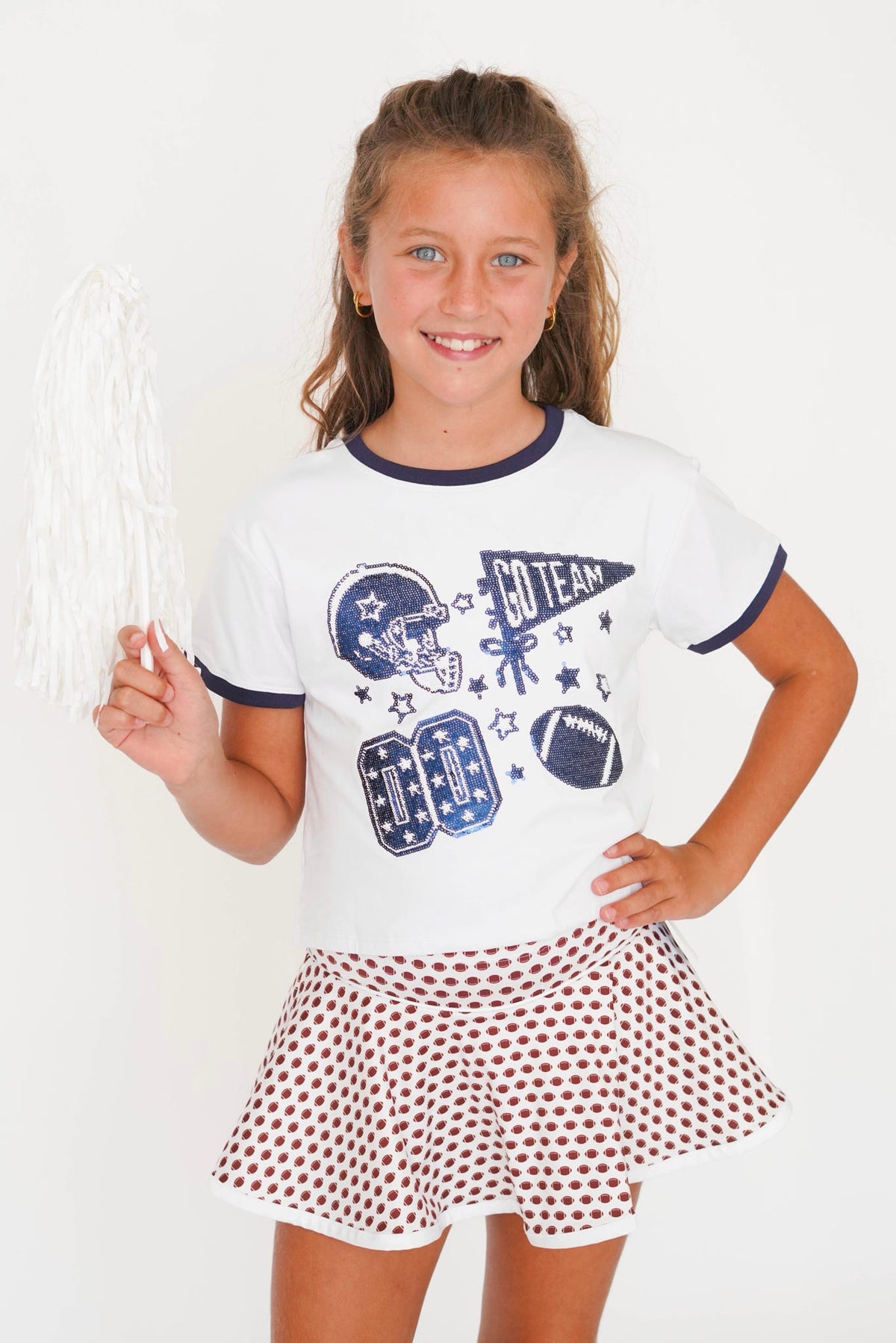 Girls' Azarhia Sequin Football Boxy Tee