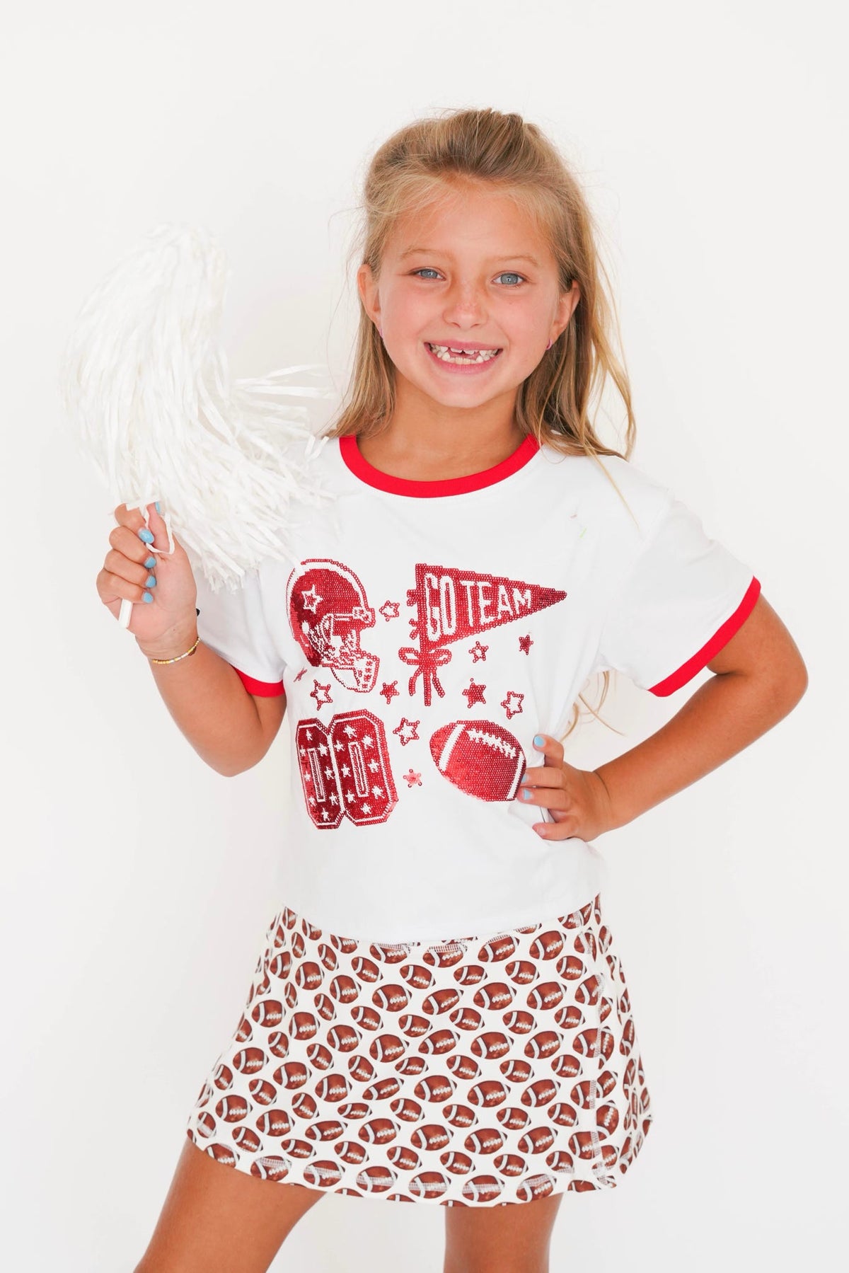 Girls' Azarhia Sequin Football Boxy Tee