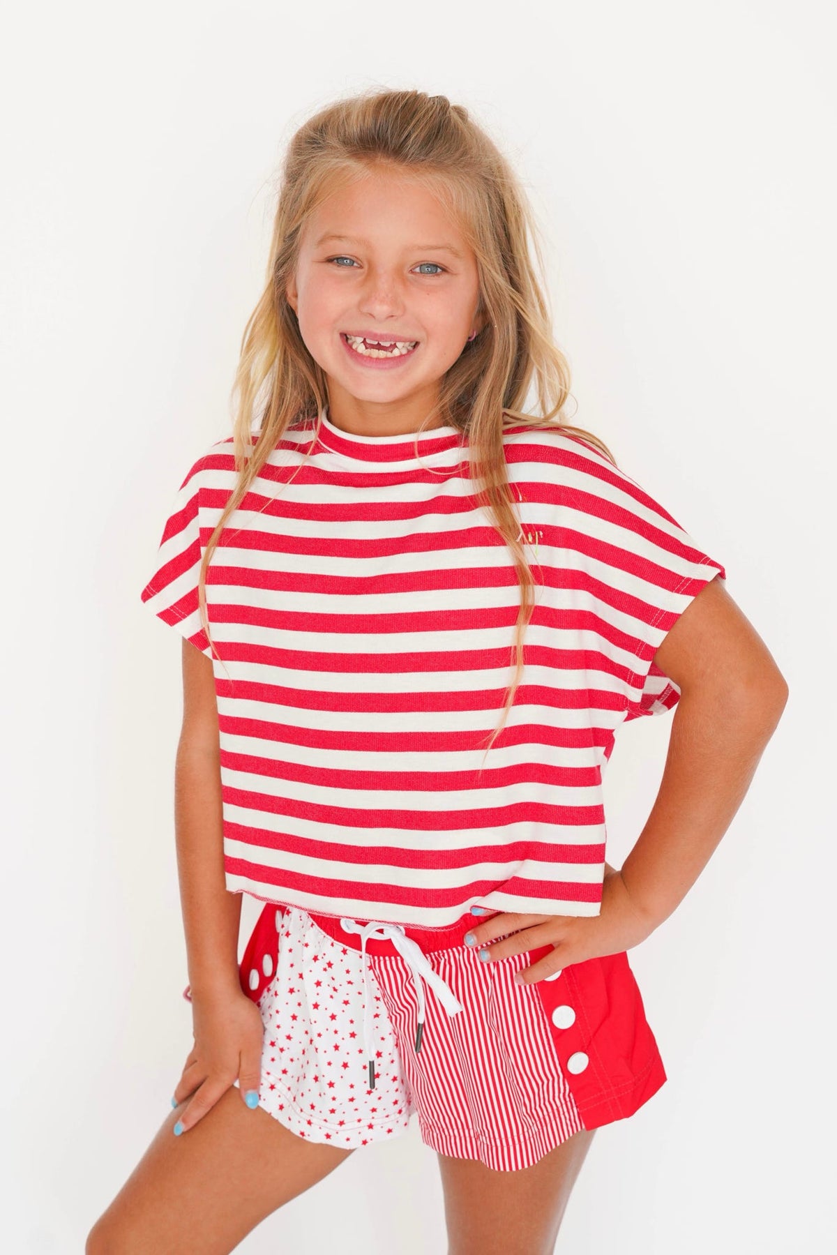 Girls' Azarhia Stars and Stripes Color Block Short