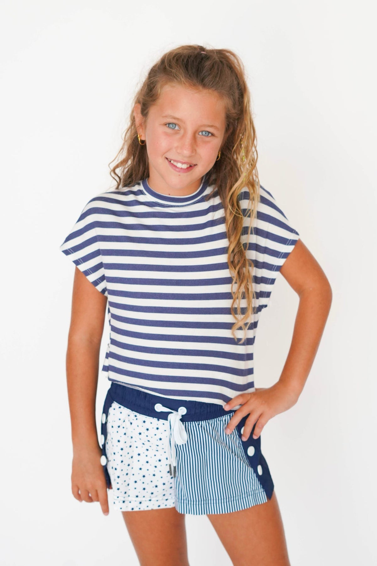 Girls' Azarhia Stars and Stripes Color Block Short
