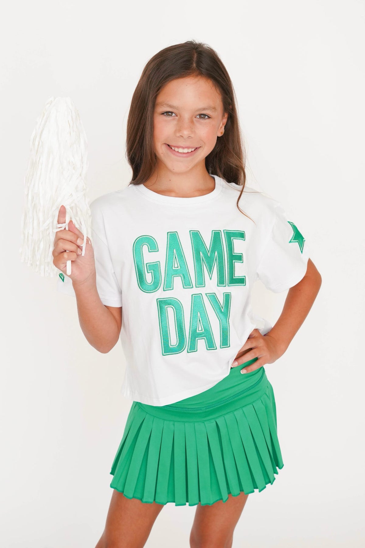Girls' Azarhia Shimmer Applique Game Day Boxy Tee