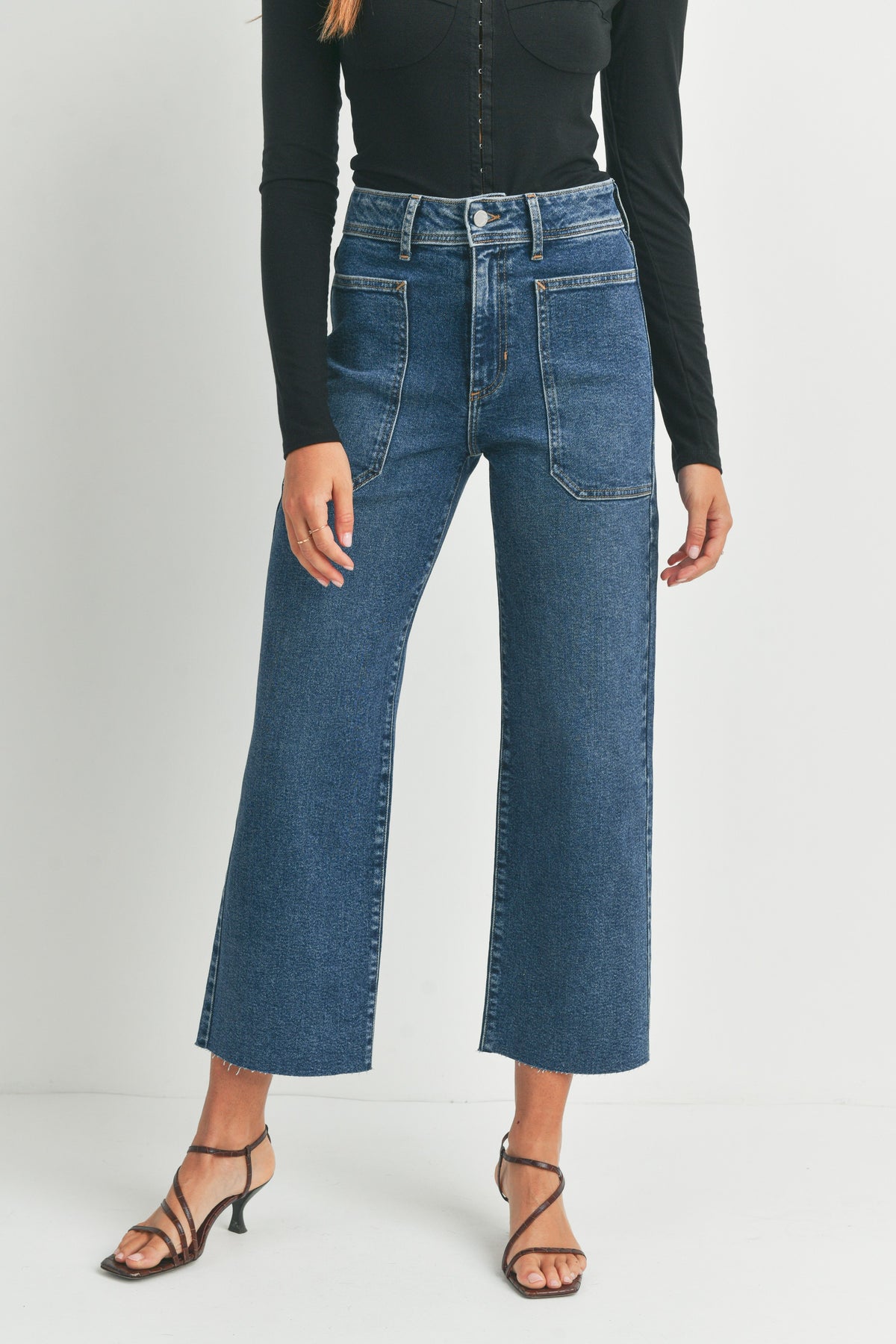 Just Black Nautical Wide Leg Jeans