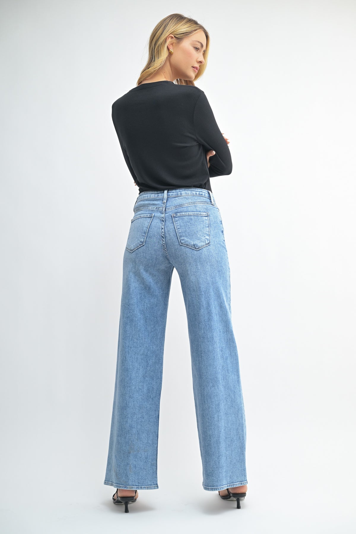 Just Black Denim Stretchy Wide Leg Jean