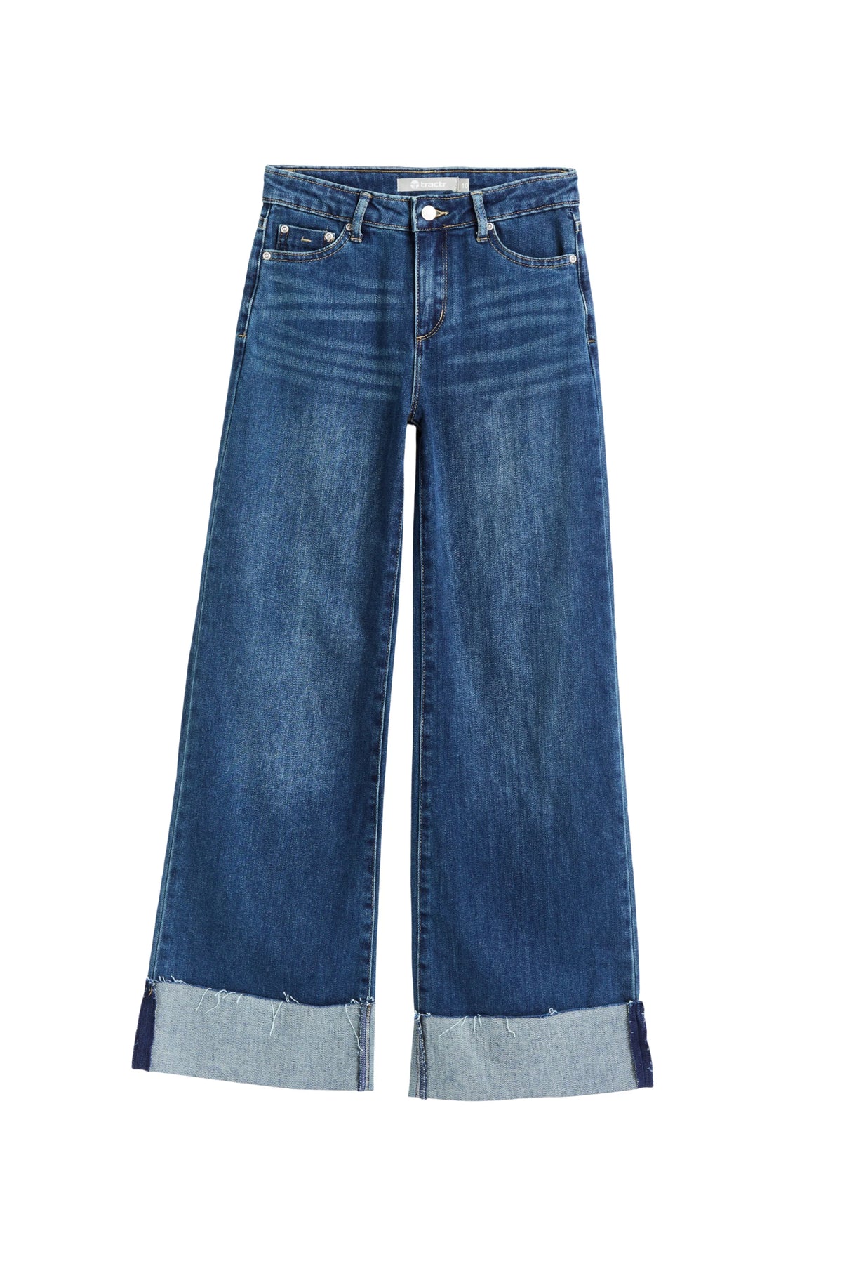 Girls' Tractr Wide Leg Cuffed Jeans
