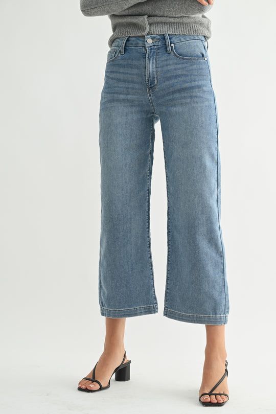 Just Black Denim Cropped Wide Leg Jean