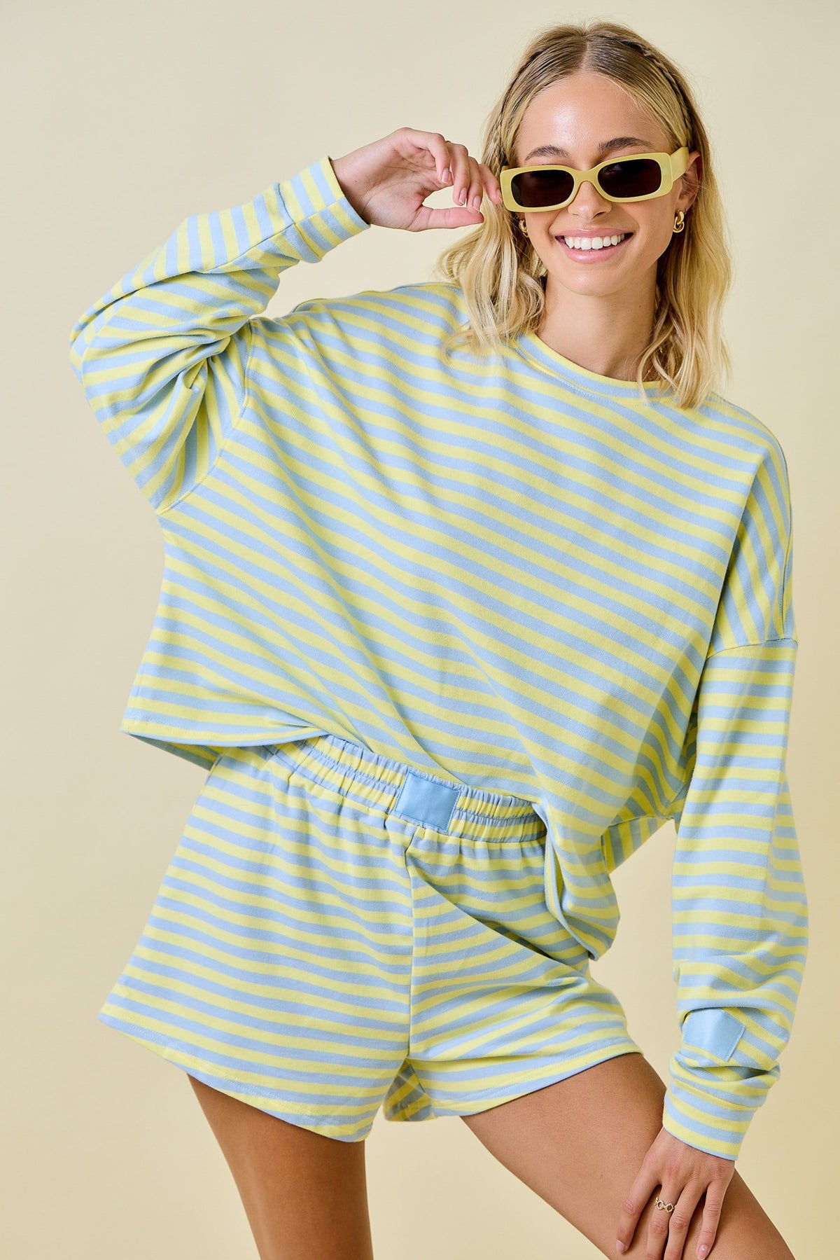Striped Patch French Terry Pullover