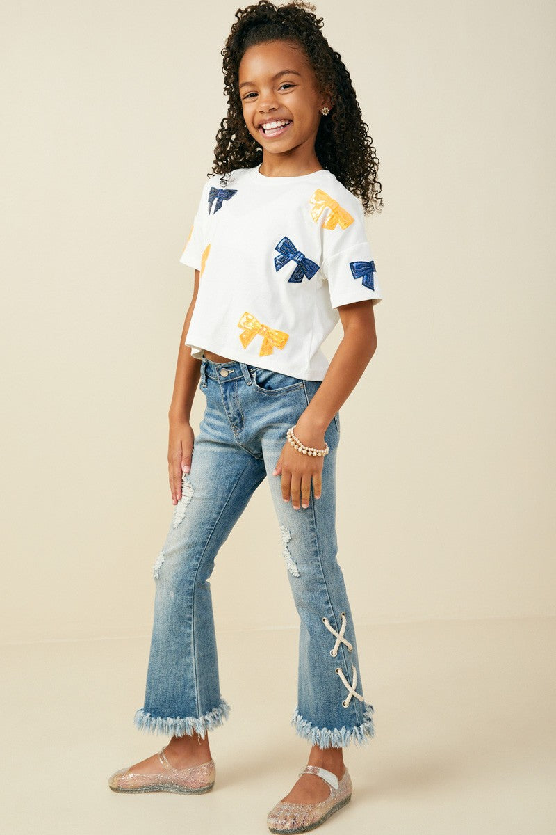 Girls Sequin Bow Tee
