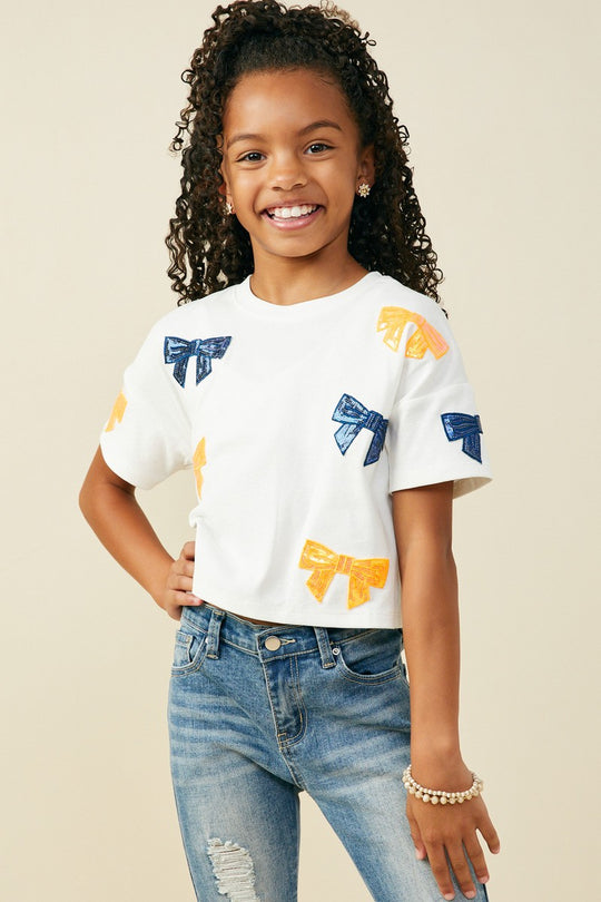 Girls Sequin Bow Tee
