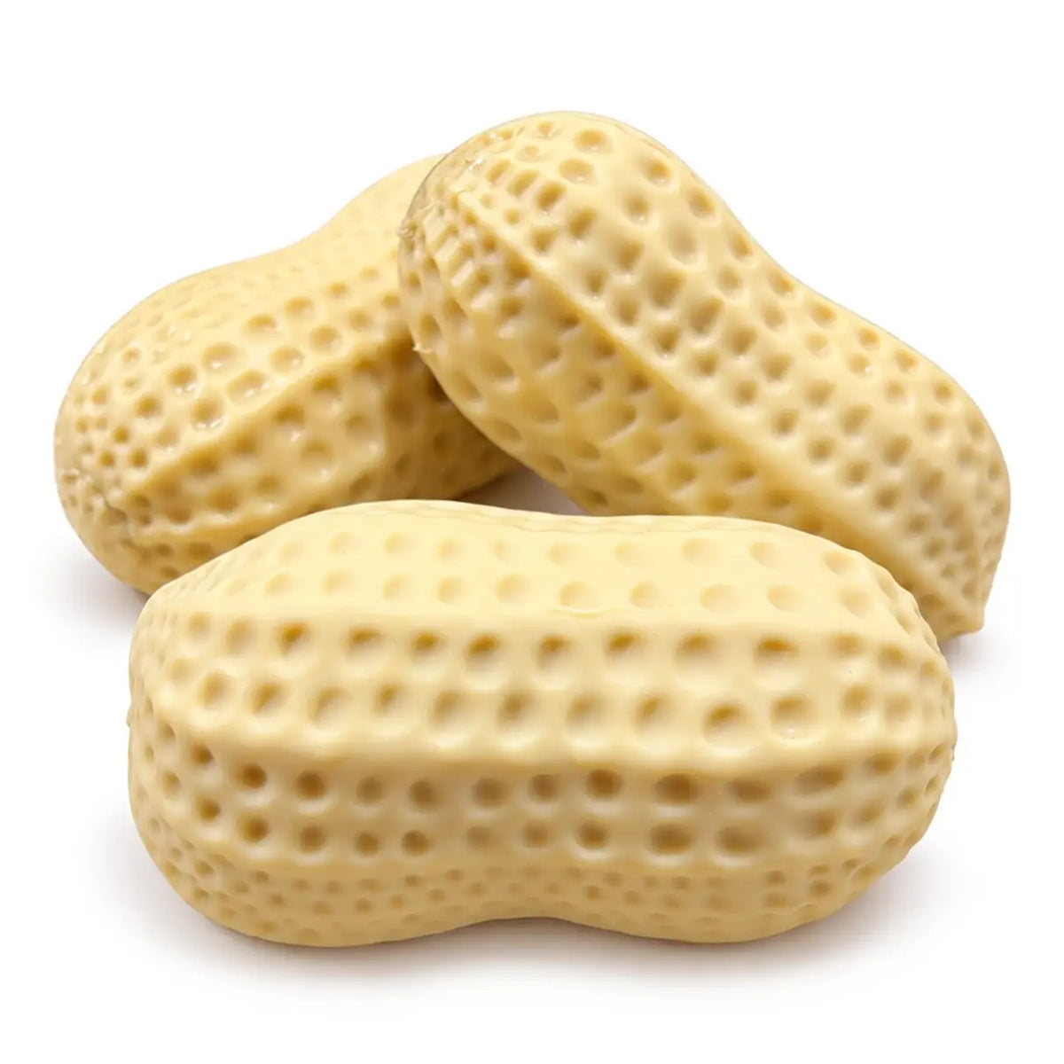 three squishy peanut shaped sensory toys