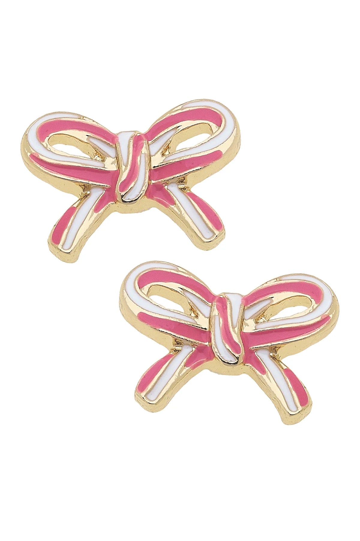 Canvas Style Candy Cane Bow Stud Earrings