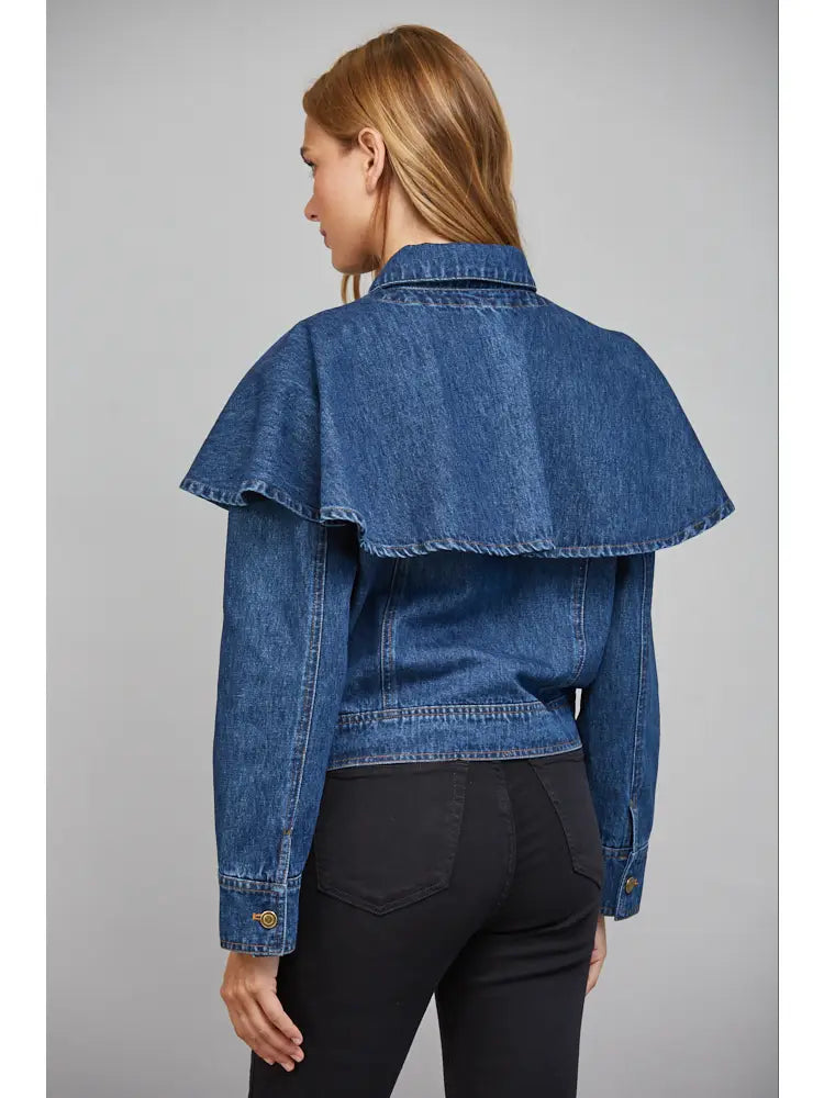 woman wearing denim jacket