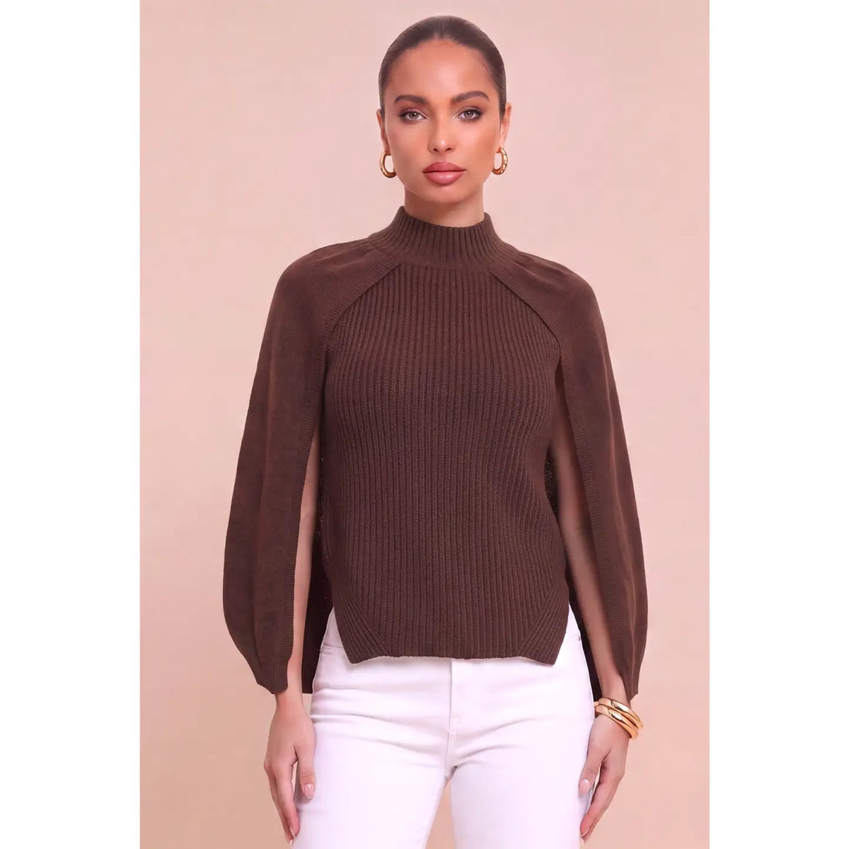 Brown sweater with cape
