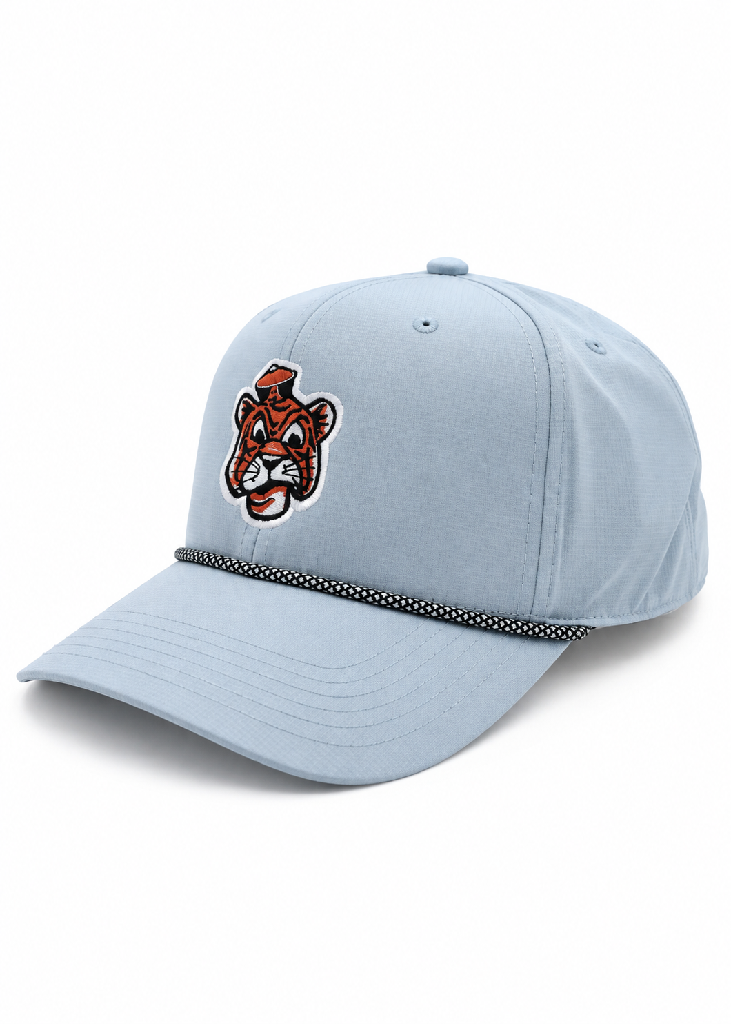 Mens light blue with patterned navy and white rope across brim. with auburn university vintage mascot embroidered 