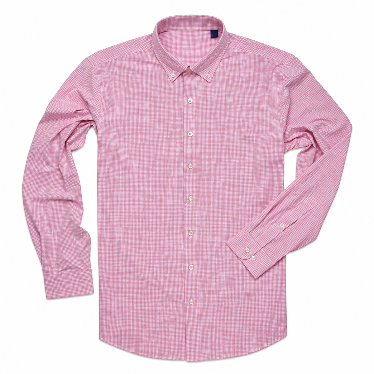 Red and white button down on white background