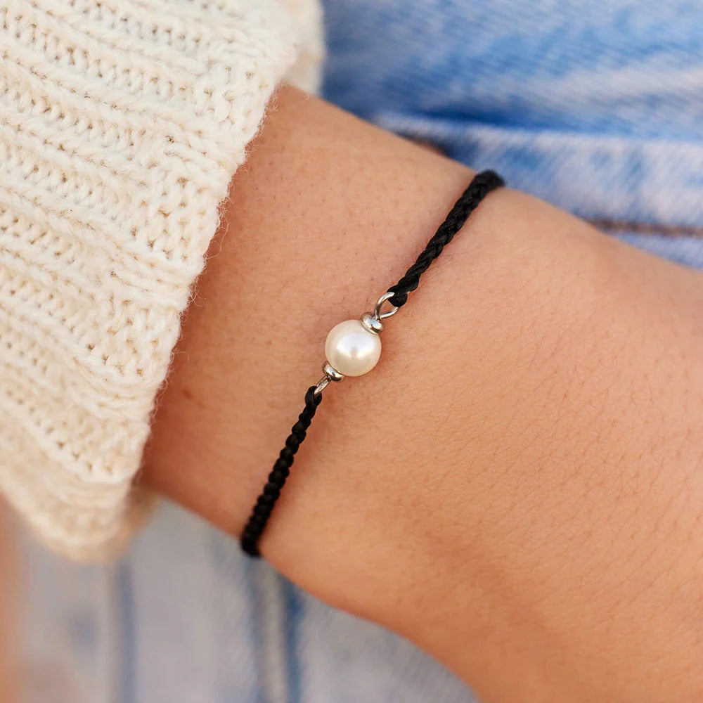 Pura Vida Simple Pearl Bead Silver Charm Bracelet