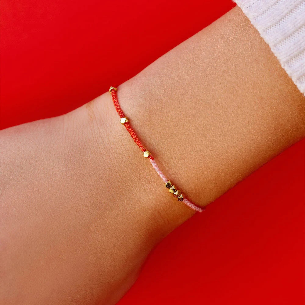 Pura Vida Pink And Red Two-Tone Dainty Bracelet