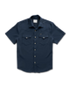 A navy short sleeve button down 