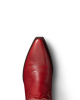 Red cowboy boot with intricate design on a white background