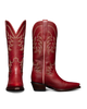 Red cowboy boots with intricate patterns on a transparent background
