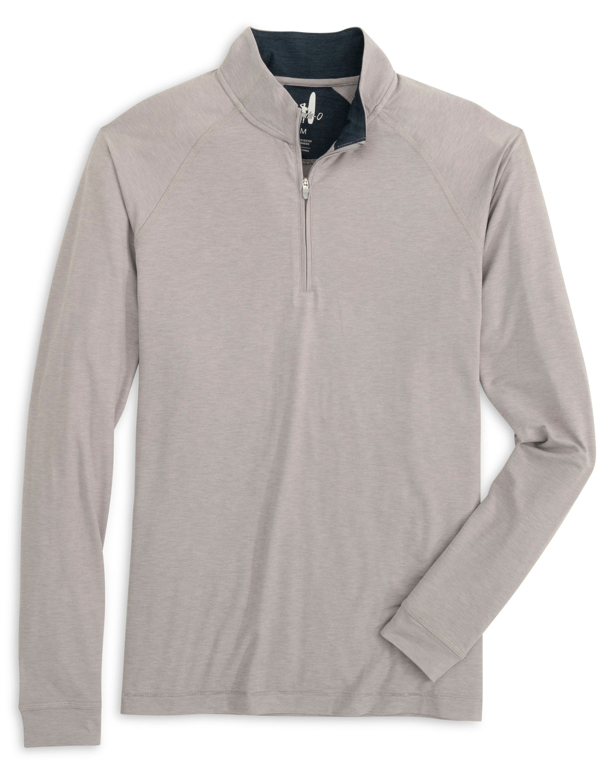 Gray long-sleeve shirt with a quarter zip on a white background