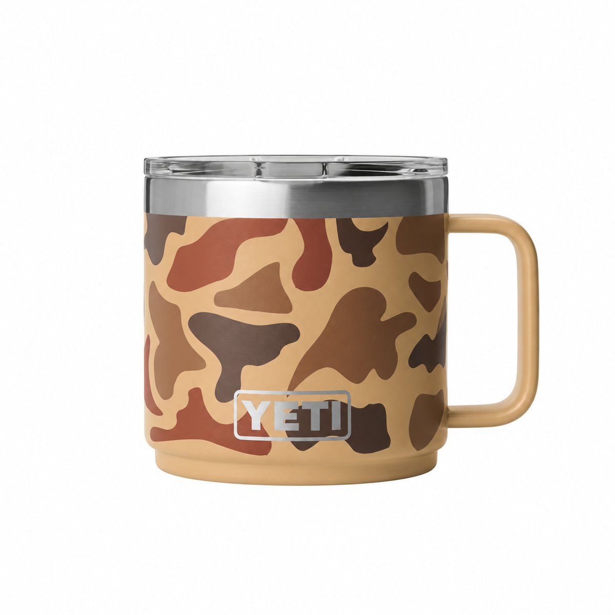 camo insulated mug on white background