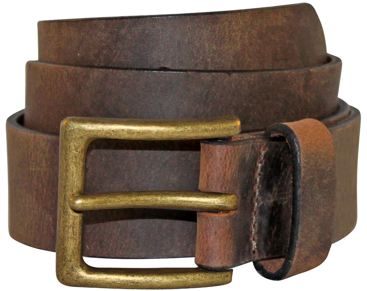 Brown belt with gold buckle on white background