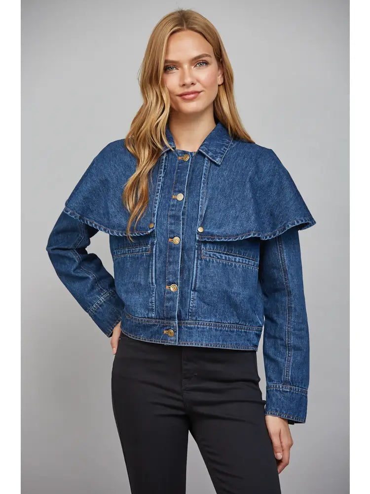 woman wearing denim jacket