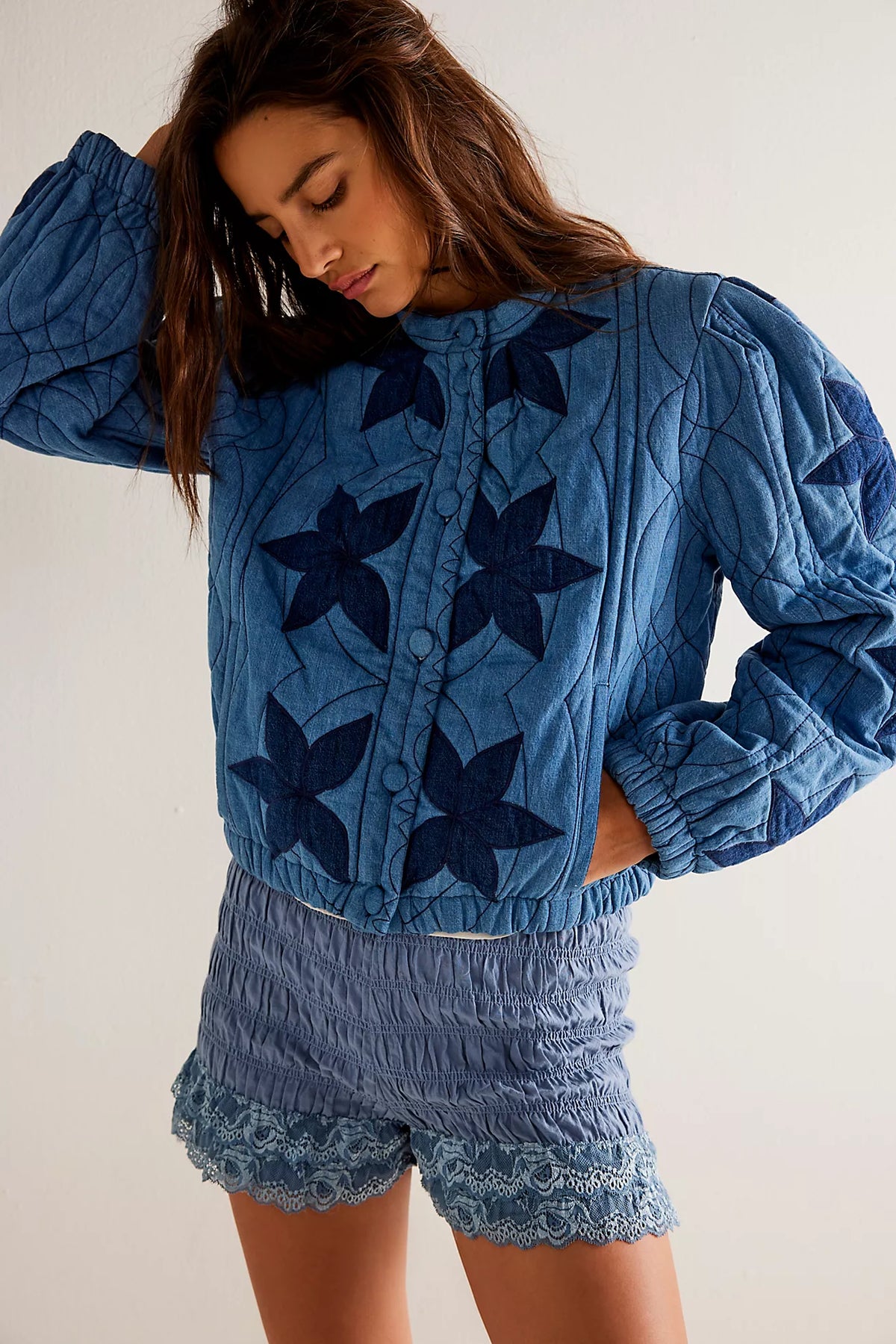 Free People Quinn Quilted Jacket Print