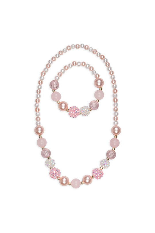 Pinky Pearl Necklace & Bracelet Set