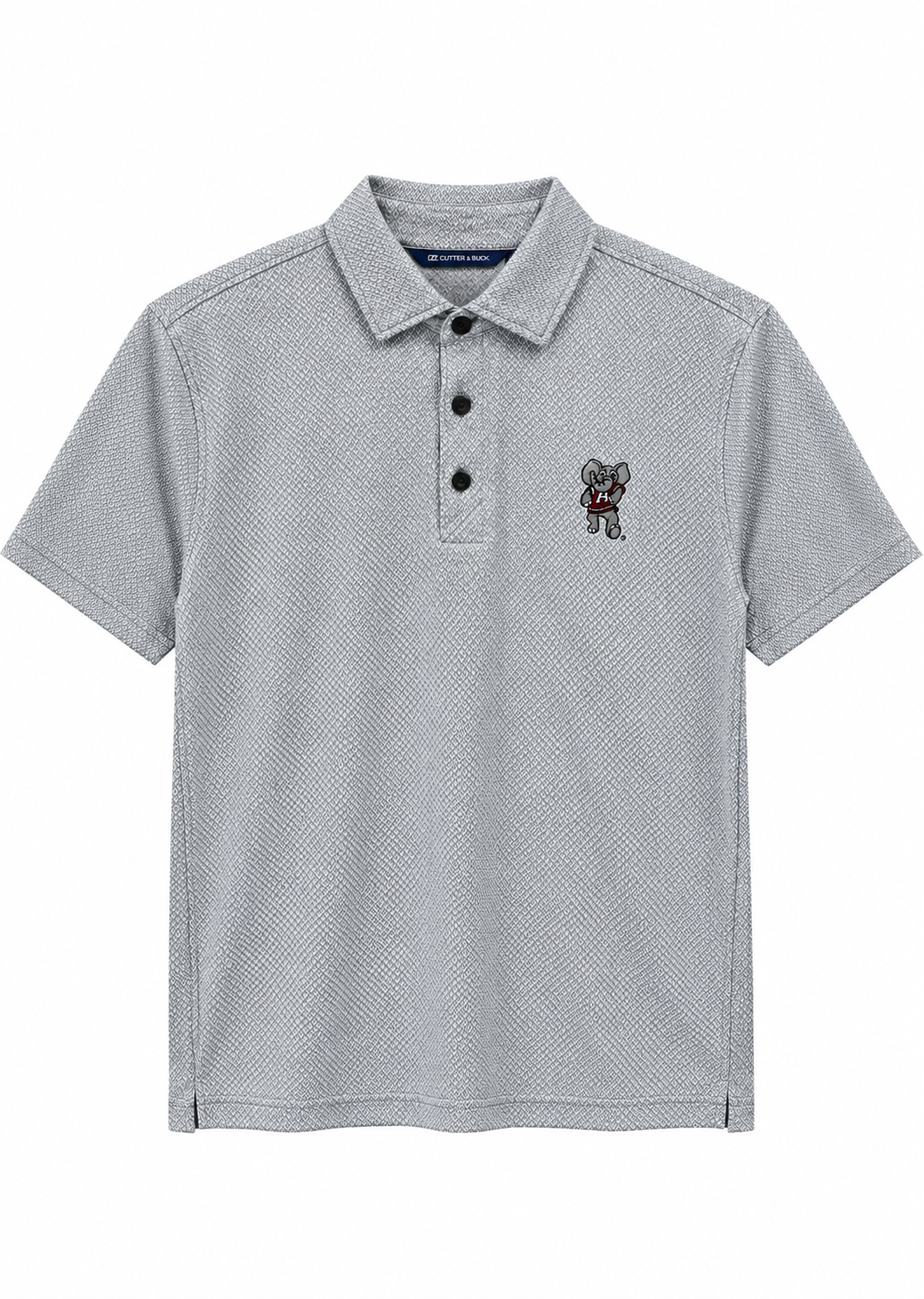 men's gray polo with elephant patch
