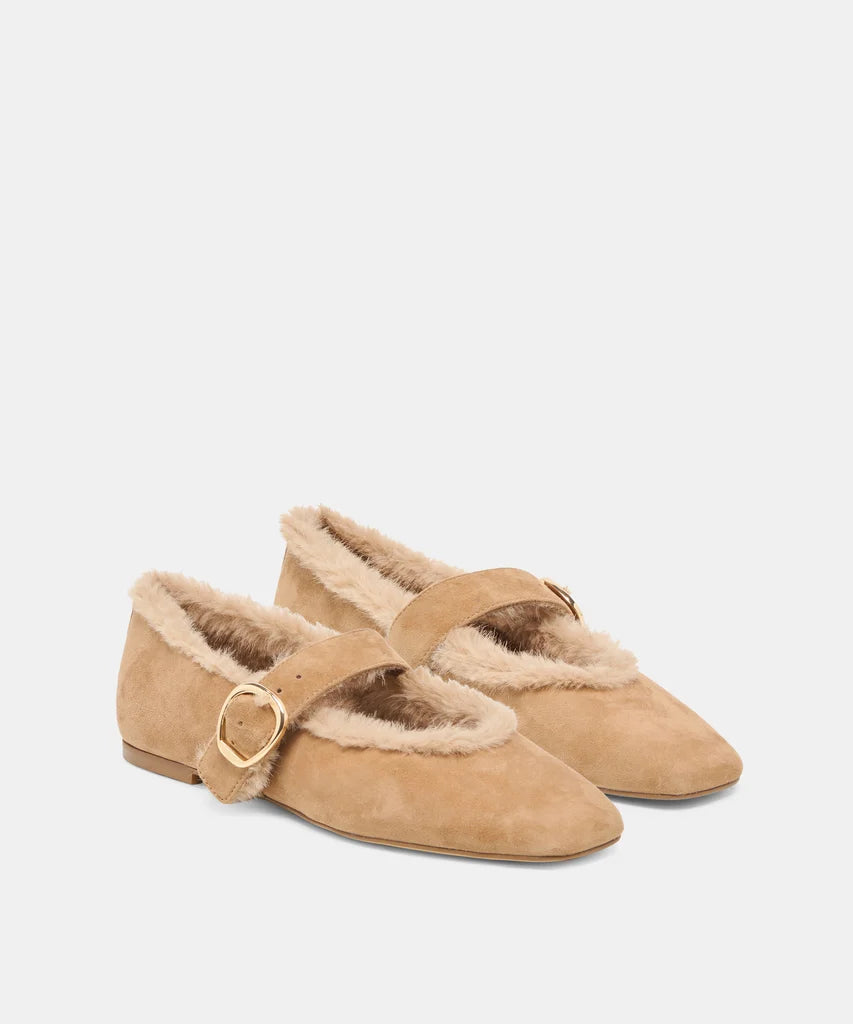 tan mary jane shoe on white background